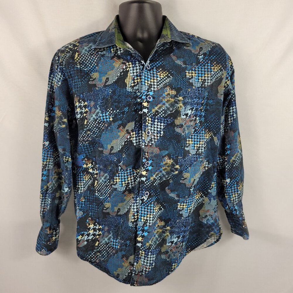 Robert Graham Houndstooth Long Sleeve Button-Up Dress Shirt Men's size Small